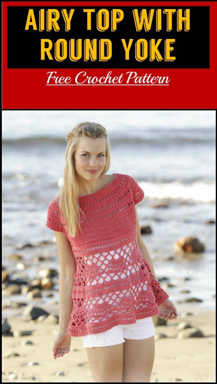 Airy Top with Round Yoke Free Crochet Pattern
